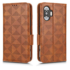 Leather Case Stands Flip Cover Holder C02X for Xiaomi Poco F3 GT 5G Brown
