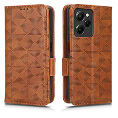 Leather Case Stands Flip Cover Holder C02X for Xiaomi Poco X5 Pro 5G Brown
