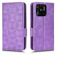 Leather Case Stands Flip Cover Holder C02X for Xiaomi Redmi 10 Power Purple