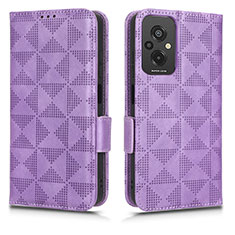 Leather Case Stands Flip Cover Holder C02X for Xiaomi Redmi 11 Prime 4G Purple