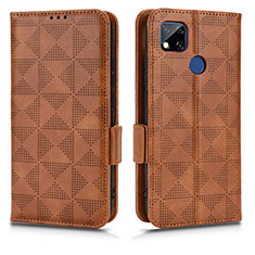 Leather Case Stands Flip Cover Holder C02X for Xiaomi Redmi 9 India Brown