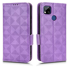 Leather Case Stands Flip Cover Holder C02X for Xiaomi Redmi 9 India Purple