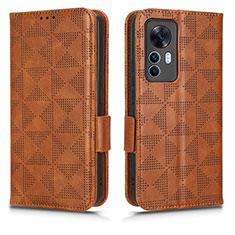 Leather Case Stands Flip Cover Holder C02X for Xiaomi Redmi K50 Ultra 5G Brown