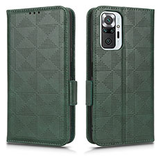 Leather Case Stands Flip Cover Holder C02X for Xiaomi Redmi Note 10 Pro 4G Green
