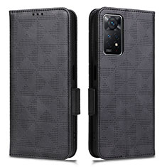 Leather Case Stands Flip Cover Holder C02X for Xiaomi Redmi Note 11 Pro 4G Black