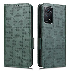 Leather Case Stands Flip Cover Holder C02X for Xiaomi Redmi Note 11 Pro 4G Green