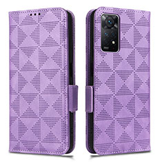 Leather Case Stands Flip Cover Holder C02X for Xiaomi Redmi Note 11 Pro 4G Purple