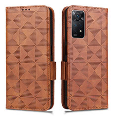 Leather Case Stands Flip Cover Holder C02X for Xiaomi Redmi Note 11 Pro 5G Brown