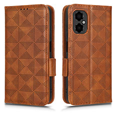 Leather Case Stands Flip Cover Holder C02X for Xiaomi Redmi Note 12R Pro 5G Brown