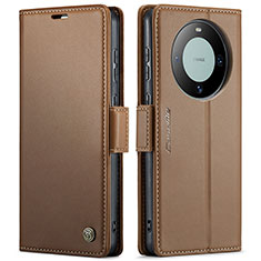 Leather Case Stands Flip Cover Holder C03S for Huawei Mate 60 Pro Brown