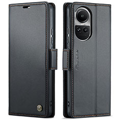 Leather Case Stands Flip Cover Holder C03S for Oppo Reno10 5G Black