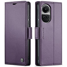 Leather Case Stands Flip Cover Holder C03S for Oppo Reno10 5G Purple
