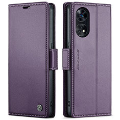 Leather Case Stands Flip Cover Holder C03S for Oppo Reno8 T 4G Purple