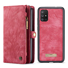 Leather Case Stands Flip Cover Holder C03S for Samsung Galaxy A51 4G Red