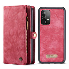 Leather Case Stands Flip Cover Holder C03S for Samsung Galaxy A52 4G Red