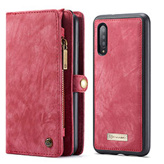 Leather Case Stands Flip Cover Holder C03S for Samsung Galaxy A70 Red