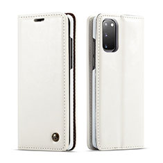 Leather Case Stands Flip Cover Holder C03S for Samsung Galaxy S20 5G White