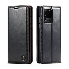 Leather Case Stands Flip Cover Holder C03S for Samsung Galaxy S20 Ultra Black