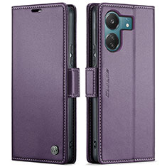 Leather Case Stands Flip Cover Holder C03S for Xiaomi Poco C65 Purple