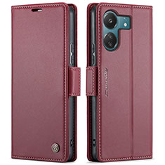 Leather Case Stands Flip Cover Holder C03S for Xiaomi Redmi 13C Red