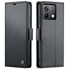 Leather Case Stands Flip Cover Holder C03S for Xiaomi Redmi Note 13 5G Black