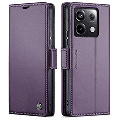 Leather Case Stands Flip Cover Holder C03S for Xiaomi Redmi Note 13 Pro 5G Purple