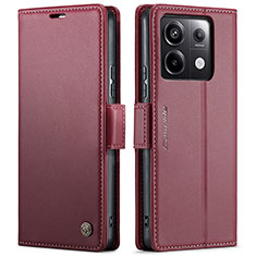 Leather Case Stands Flip Cover Holder C03S for Xiaomi Redmi Note 13 Pro 5G Red