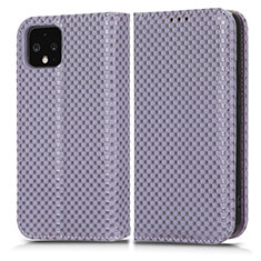 Leather Case Stands Flip Cover Holder C03X for Google Pixel 4 Purple