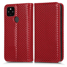Leather Case Stands Flip Cover Holder C03X for Google Pixel 4a 5G Red