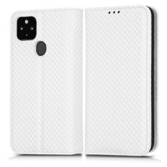 Leather Case Stands Flip Cover Holder C03X for Google Pixel 4a 5G White