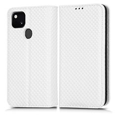 Leather Case Stands Flip Cover Holder C03X for Google Pixel 4a White