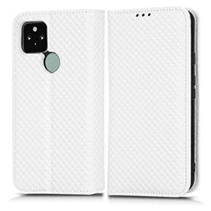 Leather Case Stands Flip Cover Holder C03X for Google Pixel 5 White