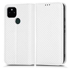 Leather Case Stands Flip Cover Holder C03X for Google Pixel 5a 5G White