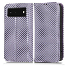 Leather Case Stands Flip Cover Holder C03X for Google Pixel 6 5G Purple