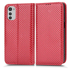 Leather Case Stands Flip Cover Holder C03X for Motorola Moto E32s Red
