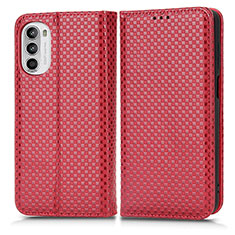 Leather Case Stands Flip Cover Holder C03X for Motorola Moto Edge (2022) 5G Red