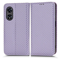 Leather Case Stands Flip Cover Holder C03X for Oppo A1 5G Purple