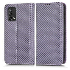 Leather Case Stands Flip Cover Holder C03X for Oppo A74 4G Purple