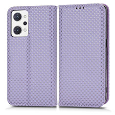 Leather Case Stands Flip Cover Holder C03X for Oppo Reno7 A Purple