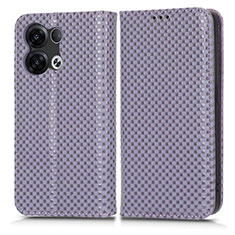 Leather Case Stands Flip Cover Holder C03X for Oppo Reno8 5G Purple