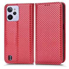 Leather Case Stands Flip Cover Holder C03X for Realme C31 Red