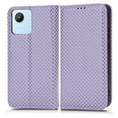 Leather Case Stands Flip Cover Holder C03X for Realme Narzo 50i Prime Purple