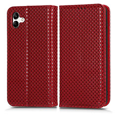 Leather Case Stands Flip Cover Holder C03X for Samsung Galaxy A04E Red