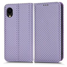 Leather Case Stands Flip Cover Holder C03X for Samsung Galaxy A22 5G SC-56B Purple
