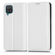 Leather Case Stands Flip Cover Holder C03X for Samsung Galaxy F12 White