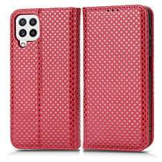 Leather Case Stands Flip Cover Holder C03X for Samsung Galaxy M22 4G Red