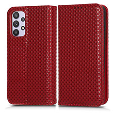 Leather Case Stands Flip Cover Holder C03X for Samsung Galaxy M32 5G Red