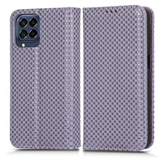 Leather Case Stands Flip Cover Holder C03X for Samsung Galaxy M53 5G Purple