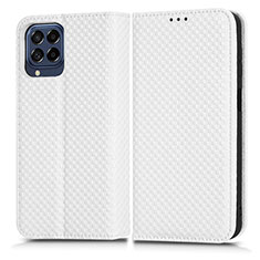 Leather Case Stands Flip Cover Holder C03X for Samsung Galaxy M53 5G White