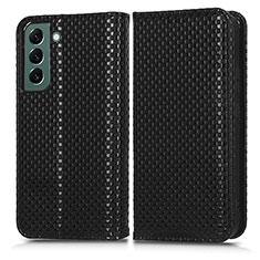 Leather Case Stands Flip Cover Holder C03X for Samsung Galaxy S22 Plus 5G Black